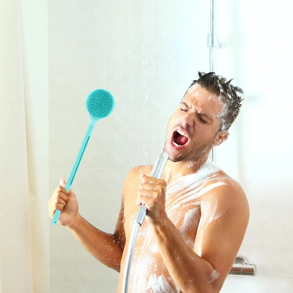 Portable Long Handle Silicone Bathing Double-sided Skin Massager Brush