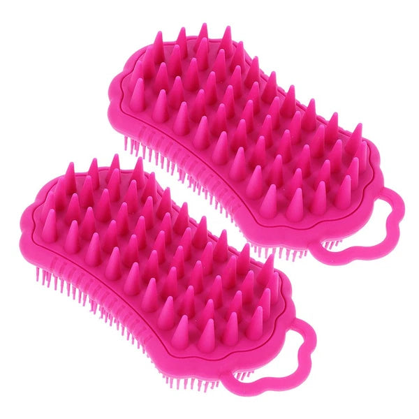 2Pcs Silicone Body Scrubber Head Brush Hair Scalp Brush Exfoliating Bath Brush