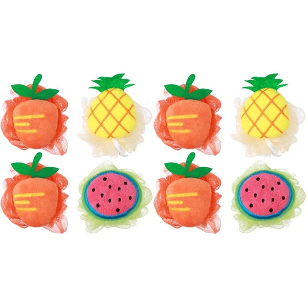 4 Pcs Mesh Bath Ball Shower Sponge Fruit Shape Exfoliating Scrubber Brush