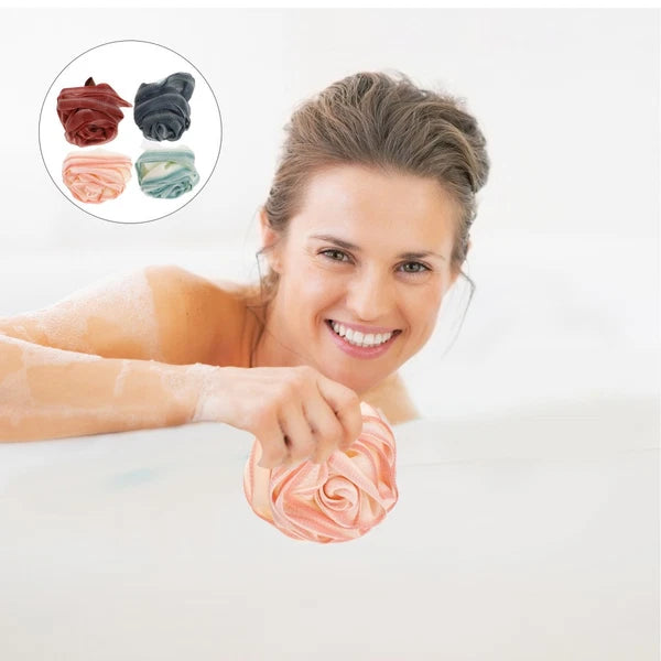4 Pcs Bath Ball Flower Back Brush for Shower Men Body Exfoliator Scrubber