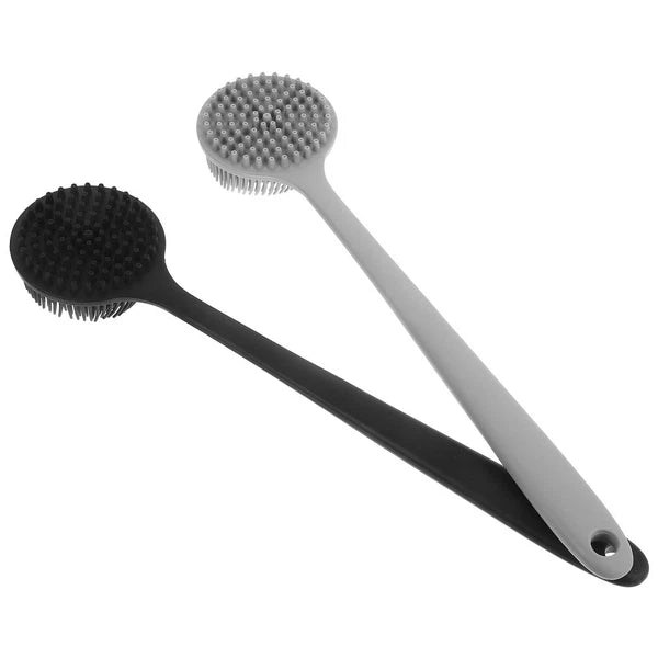 2 Pcs Bath Brush Back Scrubber Silicone Body for Bathroom Long Handle