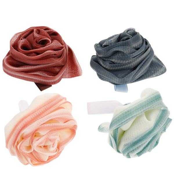 4 Pcs Bath Ball Flower Back Brush for Shower Men Body Exfoliator Scrubber