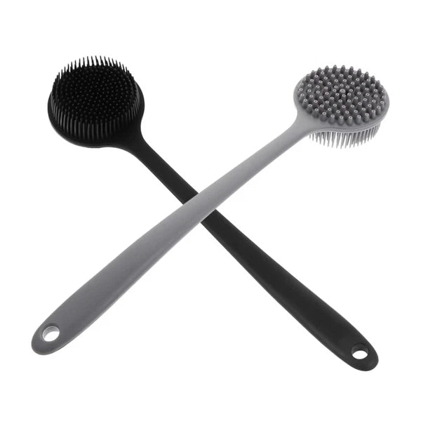 2 Pcs Bath Brush Silicone Body Scrubber Shower Man Handheld with Handle