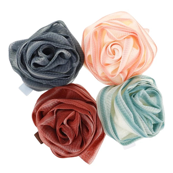 4 Pcs Bath Ball Flower Back Brush for Shower Men Body Exfoliator Scrubber