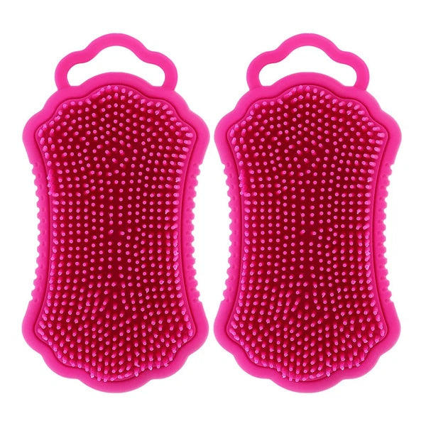2Pcs Silicone Body Scrubber Head Brush Hair Scalp Brush Exfoliating Bath Brush