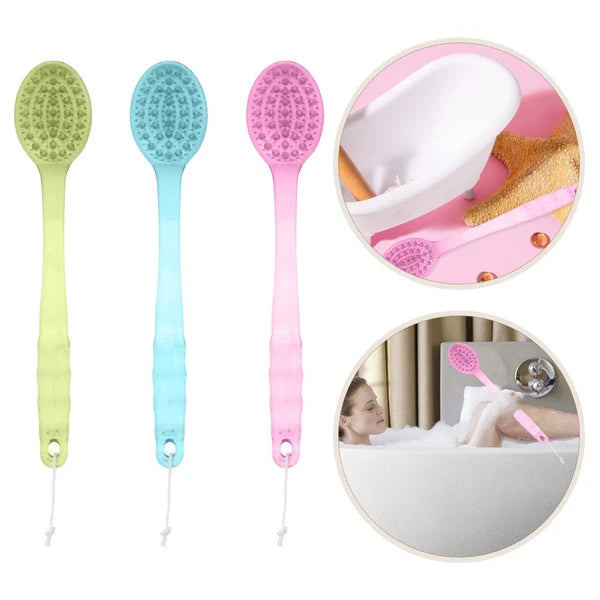 3pcs Long Handle Bath Brush Bath Shower Scrubber Skin Massager