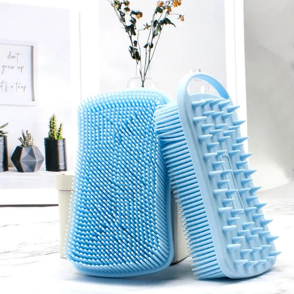 2 Pcs Silicone Shampoo Brush Double-sided Soft Scrubbing