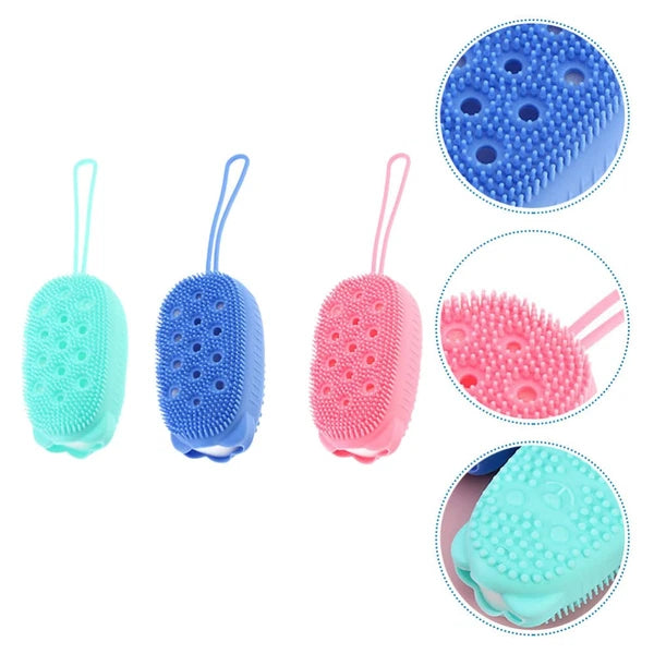 3pcs Silicone Bathing Brushes Double-sided Skin Massager Brushes Shower