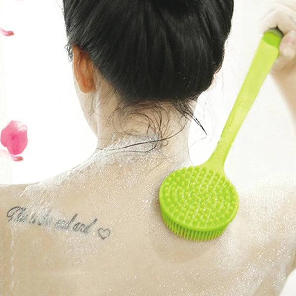 Bath Brush Silicone Body Shower Scrubber Exfoliator Man Long Handle