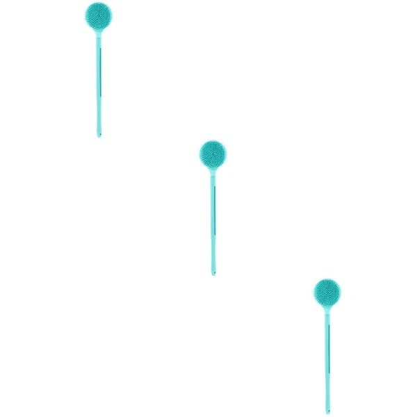 Portable Long Handle Silicone Bathing Double-sided Skin Massager Brush